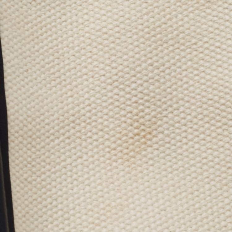Pre Owned DKNY Black/Beige Canvas and Leather Small Cassie Tote
