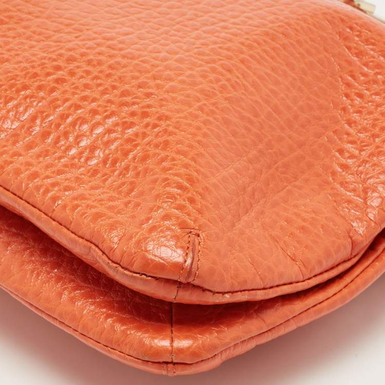 Pre Owned DKNY Orange Leather Chain Shoulder Bag