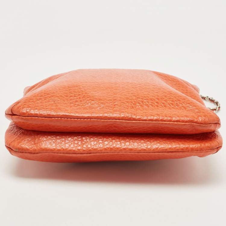 Pre Owned DKNY Orange Leather Chain Shoulder Bag