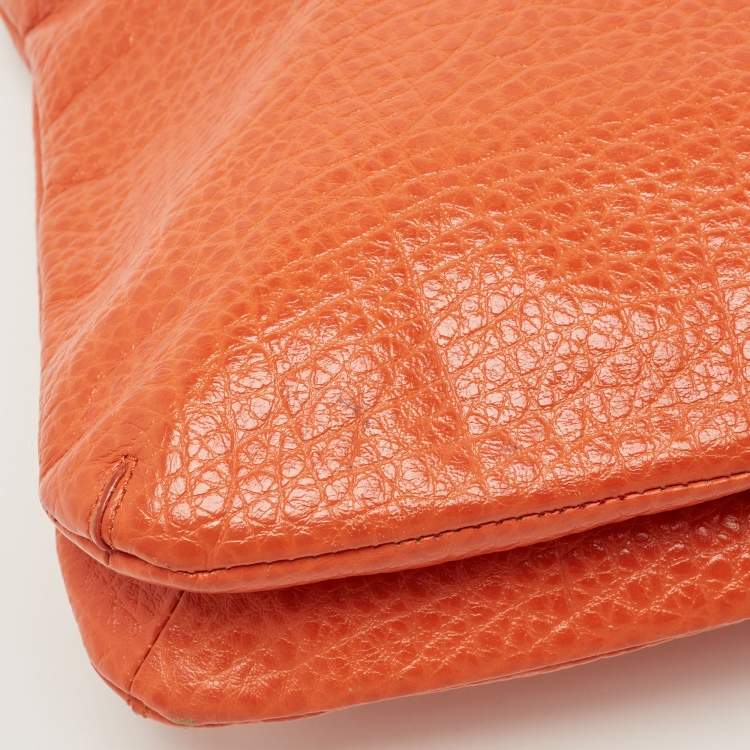 Pre Owned DKNY Orange Leather Chain Shoulder Bag