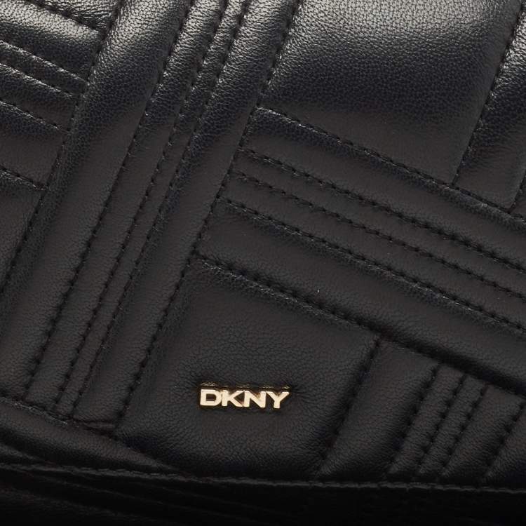 Pre Owned DKNY Black Quilted Leather Allen Flap Shoulder Bag