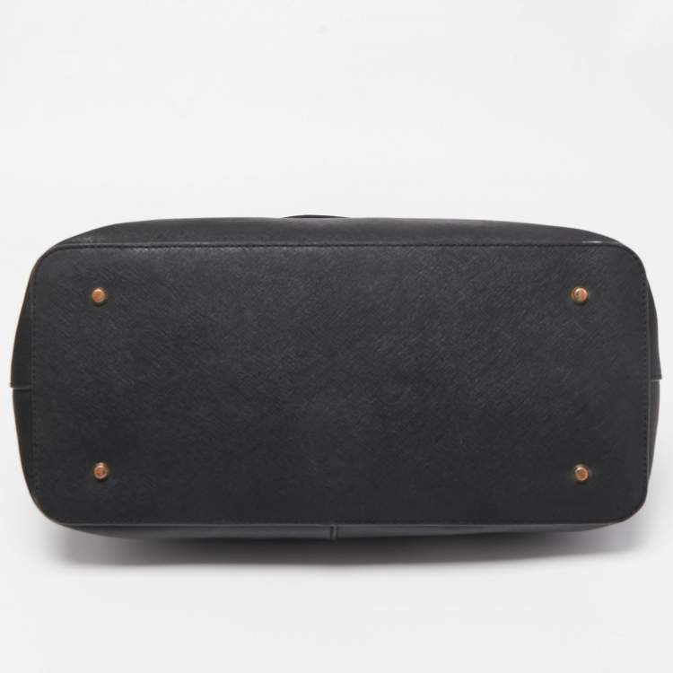 Pre Owned DKNY Black Saffiano Leather Double Zip Tote