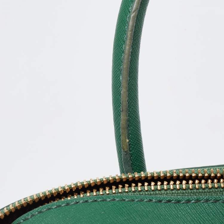 Pre Owned Dkny Green Leather Double Zip Satchel