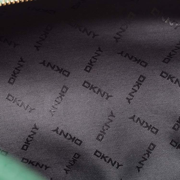 Pre Owned Dkny Green Leather Double Zip Satchel