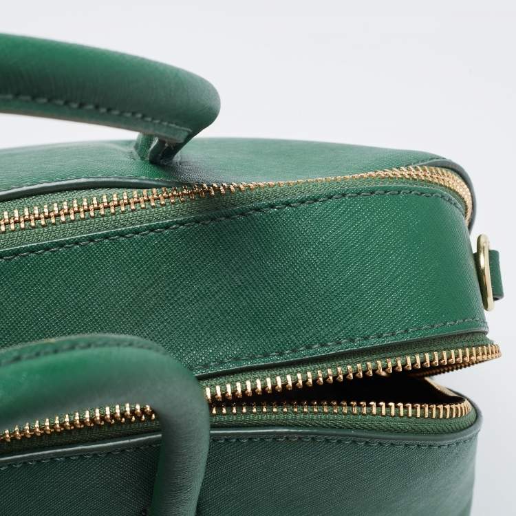 Pre Owned Dkny Green Leather Double Zip Satchel