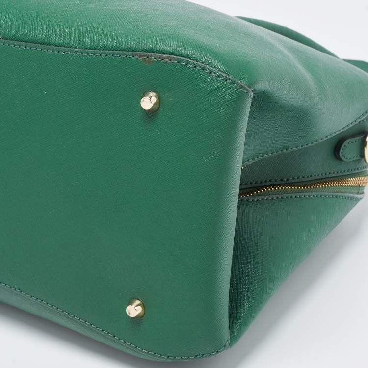 Pre Owned Dkny Green Leather Double Zip Satchel