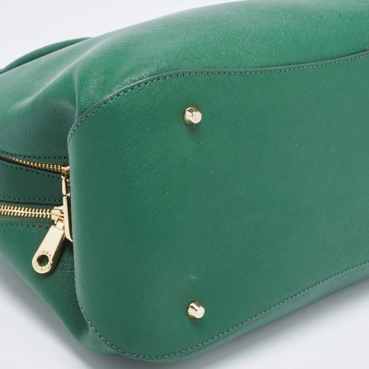 Pre Owned Dkny Green Leather Double Zip Satchel
