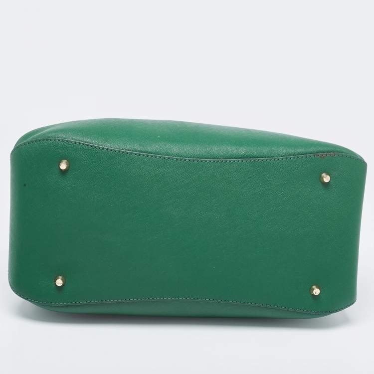 Pre Owned Dkny Green Leather Double Zip Satchel