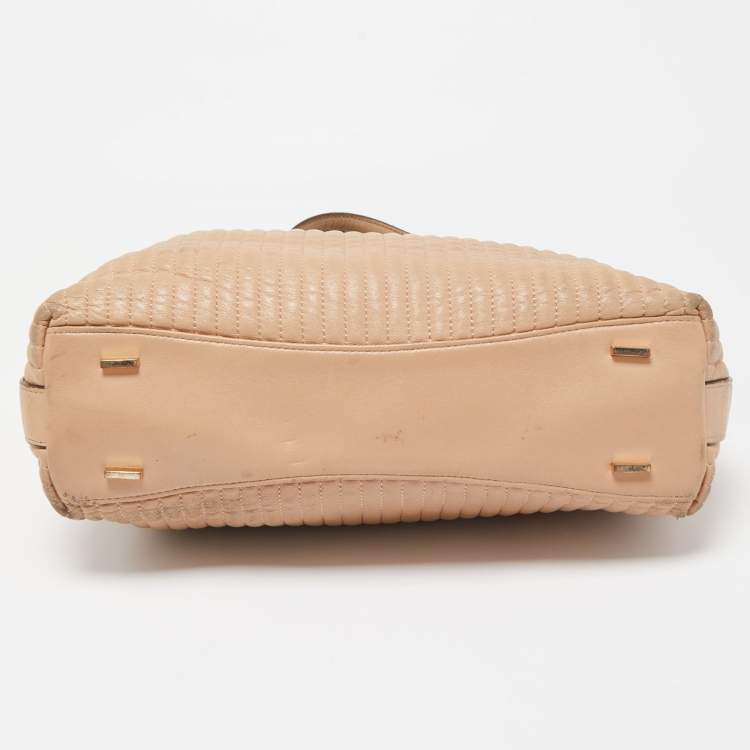 Pre Owned DKNY Beige Quilted Leather Chain Tote