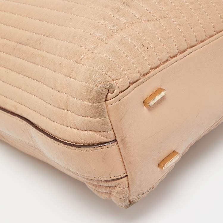 Pre Owned DKNY Beige Quilted Leather Chain Tote