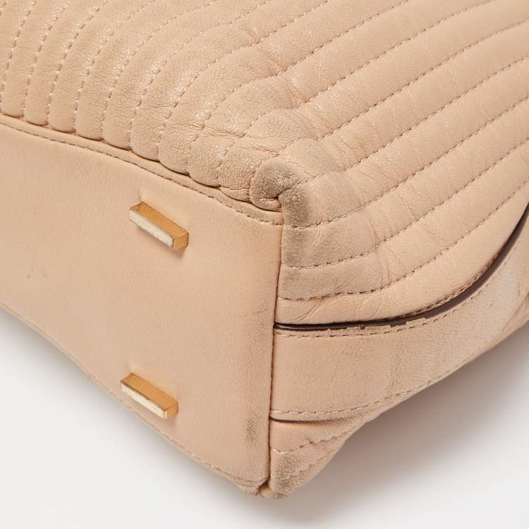 Pre Owned DKNY Beige Quilted Leather Chain Tote