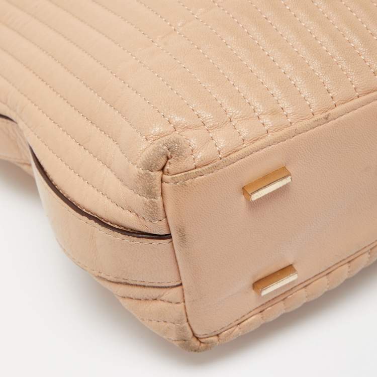 Pre Owned DKNY Beige Quilted Leather Chain Tote