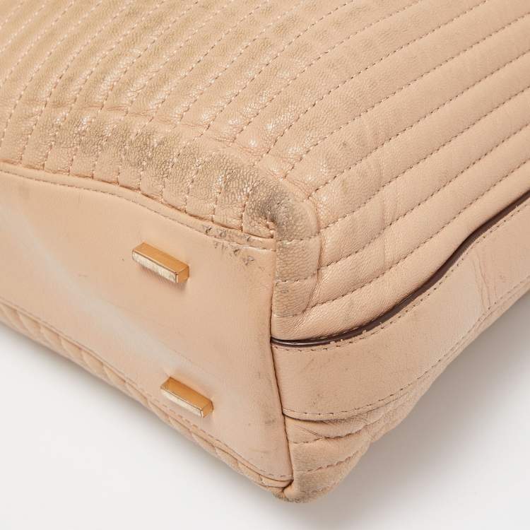 Pre Owned DKNY Beige Quilted Leather Chain Tote