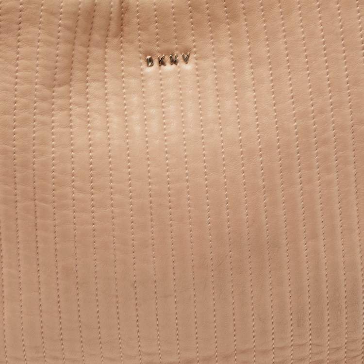 Pre Owned DKNY Beige Quilted Leather Chain Tote
