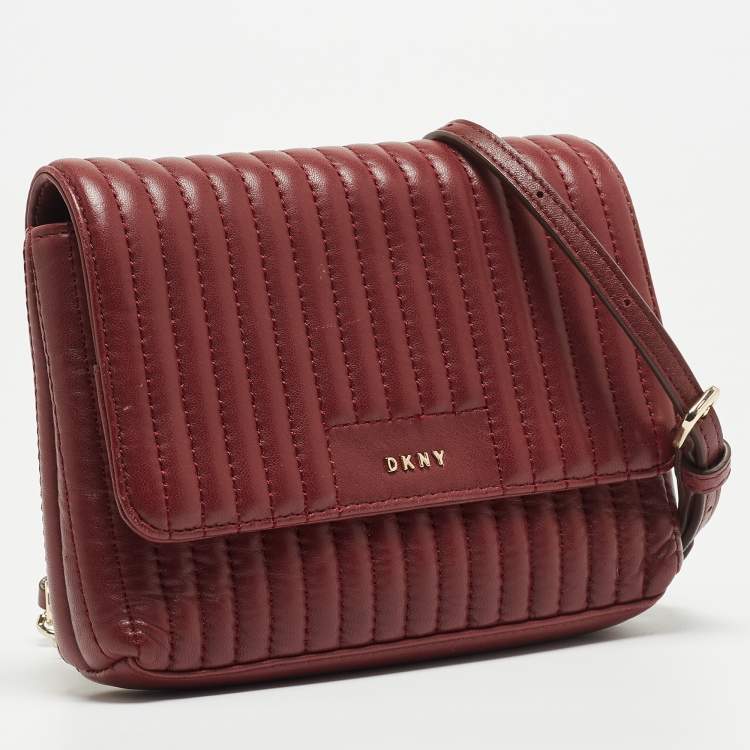 Pre Owned Dkny Burgundy Quilted Leather Gansevoort Crossbody Bag