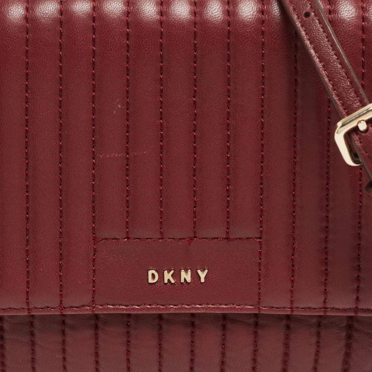 Pre Owned Dkny Burgundy Quilted Leather Gansevoort Crossbody Bag