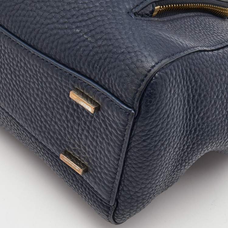 Pre Owned Dkny Navy Blue Leather Greenwich Top Handle Bag