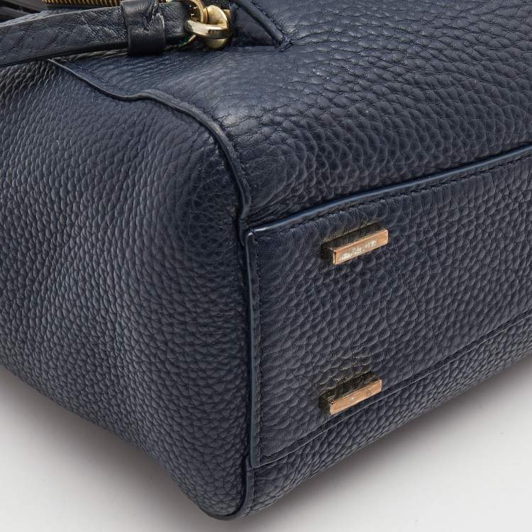 Pre Owned Dkny Navy Blue Leather Greenwich Top Handle Bag