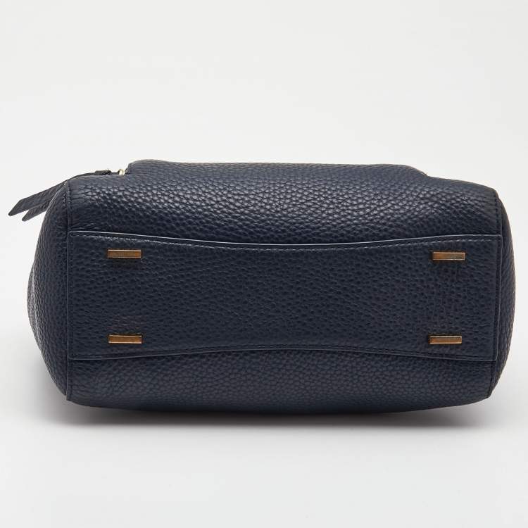 Pre Owned Dkny Navy Blue Leather Greenwich Top Handle Bag