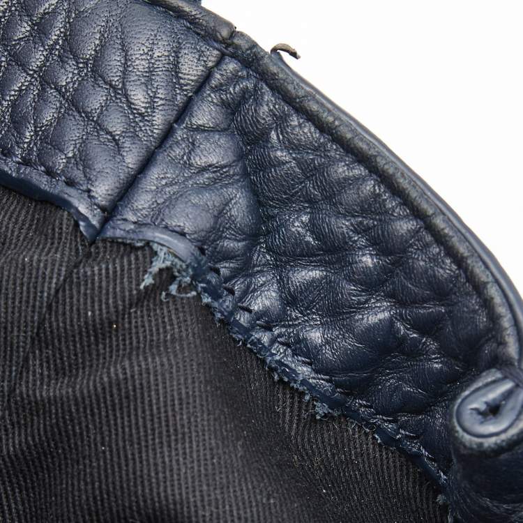 Pre Owned Dkny Navy Blue Leather Greenwich Top Handle Bag
