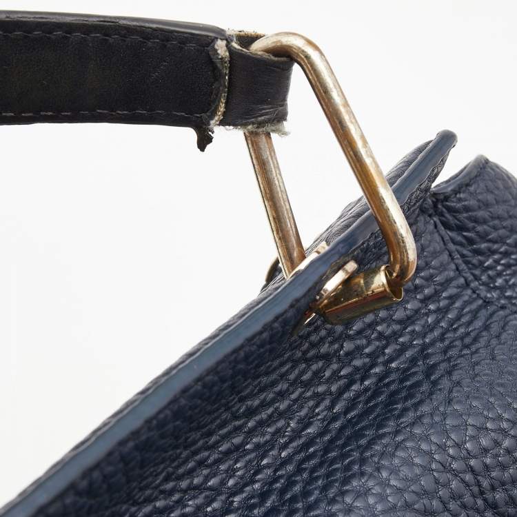 Pre Owned Dkny Navy Blue Leather Greenwich Top Handle Bag