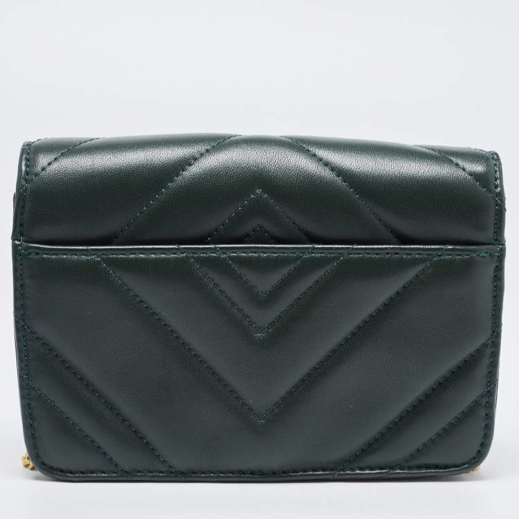 Pre Owned DKNY Green Quilted Leather Allen Chain Shoulder Bag