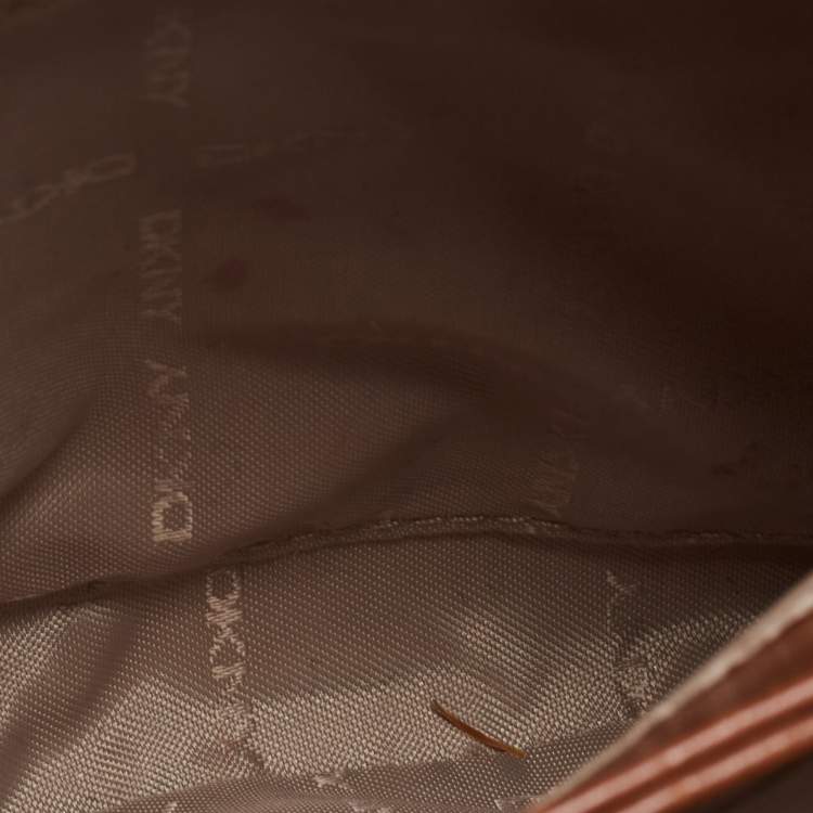 Pre Owned DKNY Brown Croc Embossed Leather Paige Tote