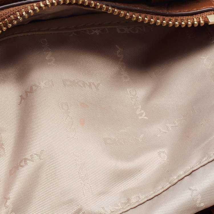 Pre Owned DKNY Brown Croc Embossed Leather Paige Tote