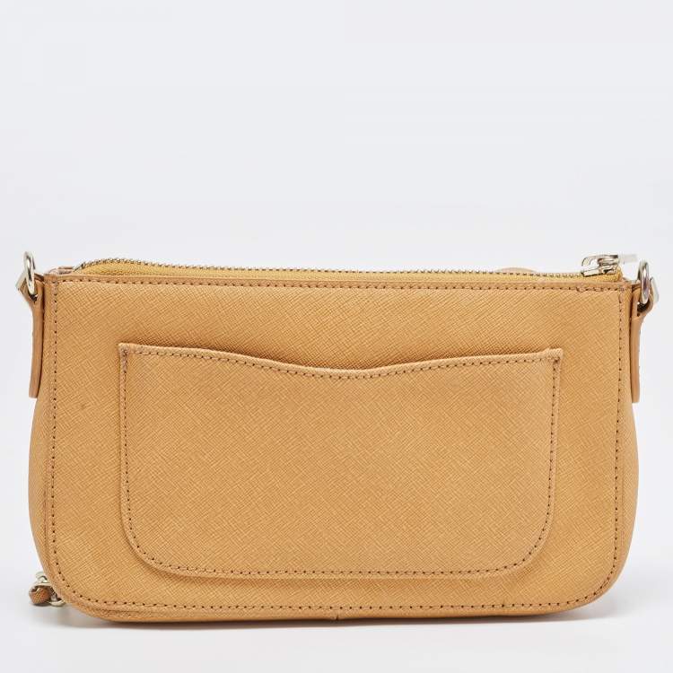 Pre Owned DKNY Tan Saffiano Leather Bryant Park Crossbody Bag