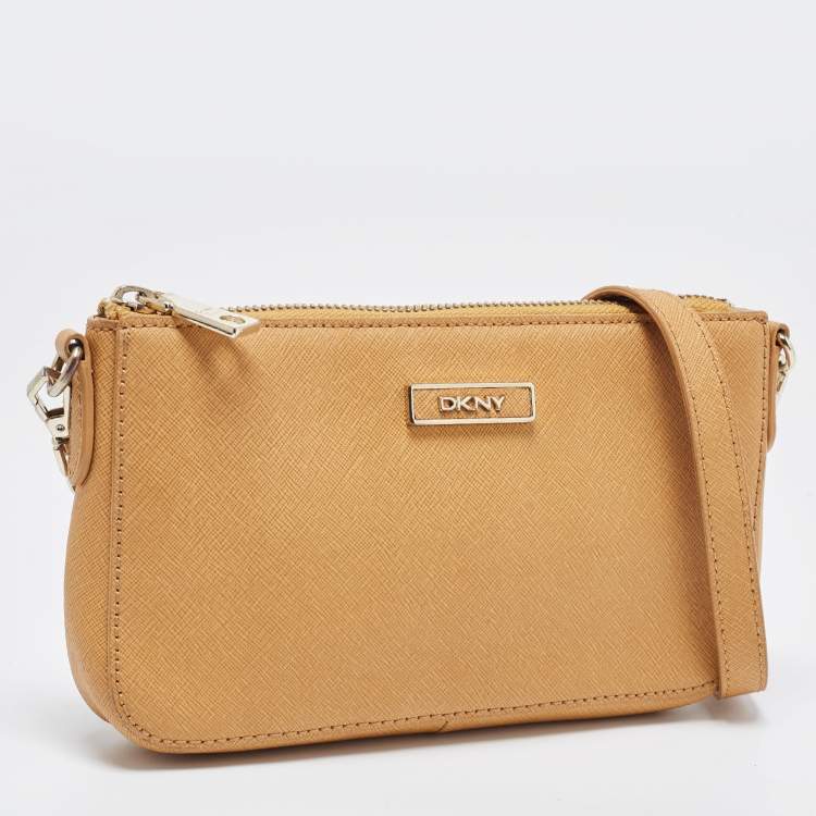 Pre Owned DKNY Tan Saffiano Leather Bryant Park Crossbody Bag