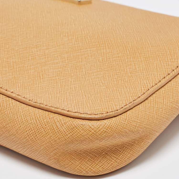 Pre Owned DKNY Tan Saffiano Leather Bryant Park Crossbody Bag