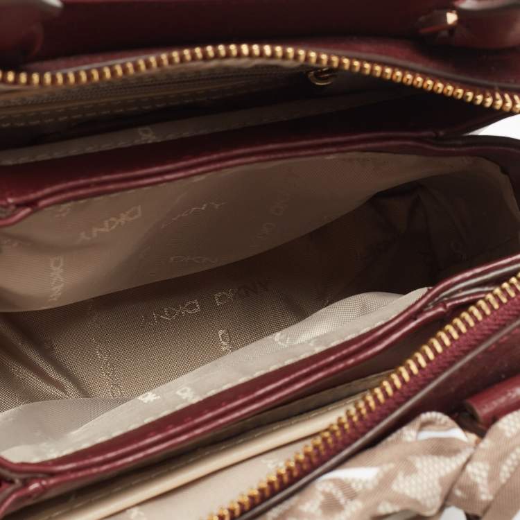 Pre Owned DKNY Burgundy Leather Paige Top Handle Bag