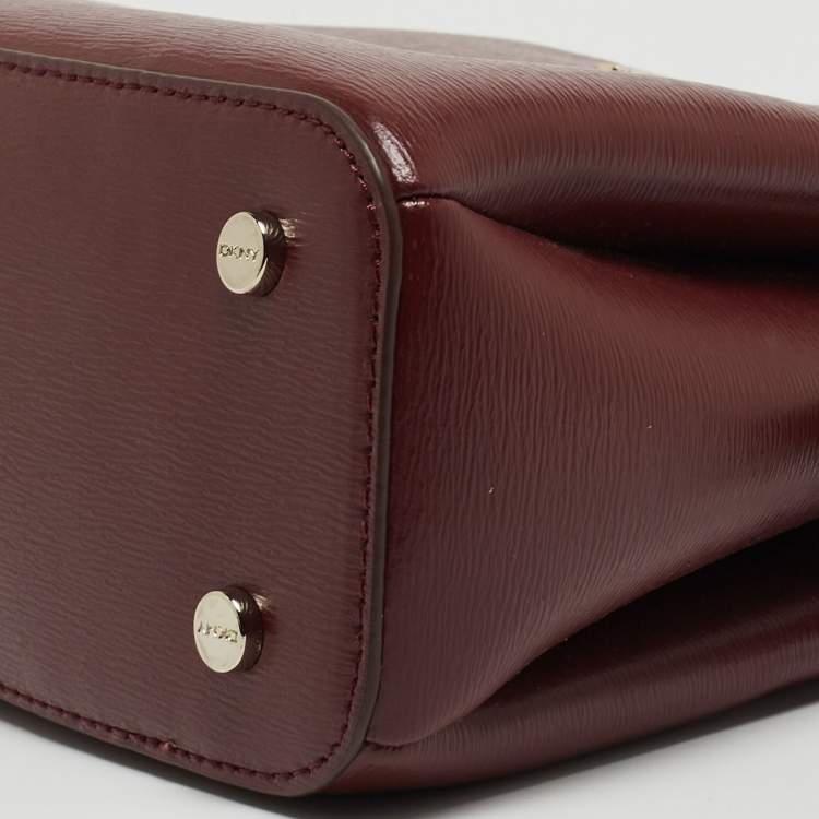 Pre Owned DKNY Burgundy Leather Paige Top Handle Bag
