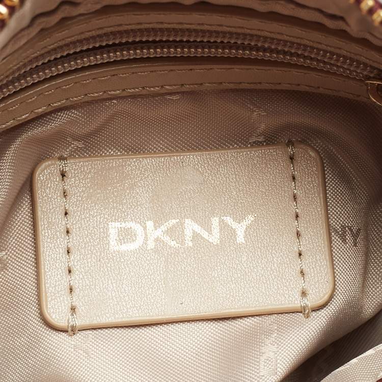 Pre Owned DKNY Burgundy Leather Paige Top Handle Bag