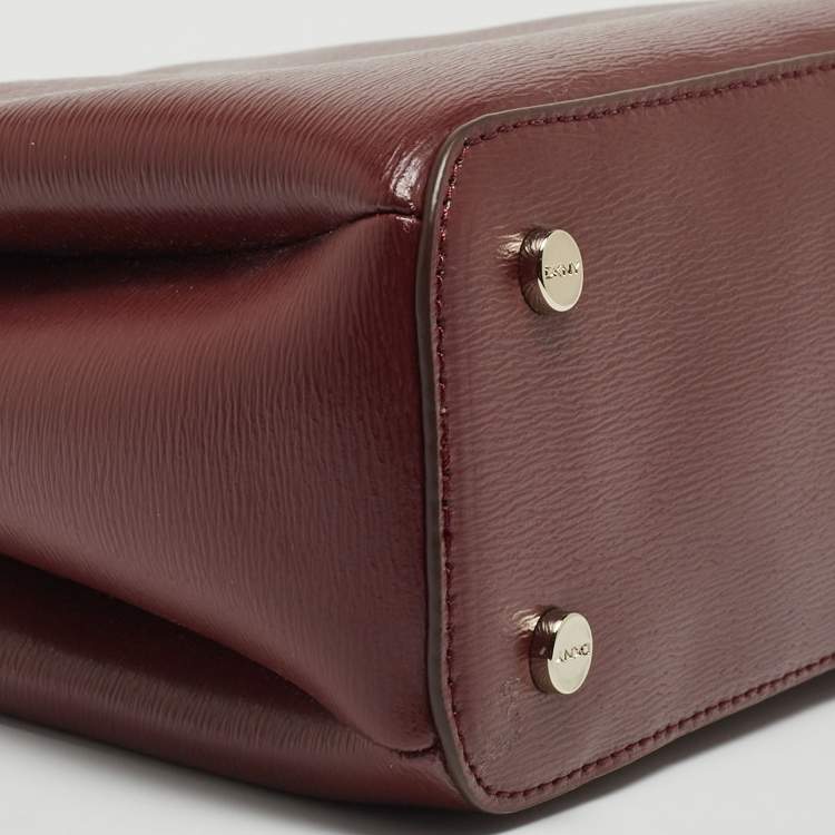 Pre Owned DKNY Burgundy Leather Paige Top Handle Bag