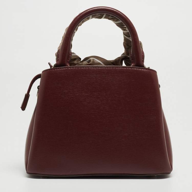 Pre Owned DKNY Burgundy Leather Paige Top Handle Bag