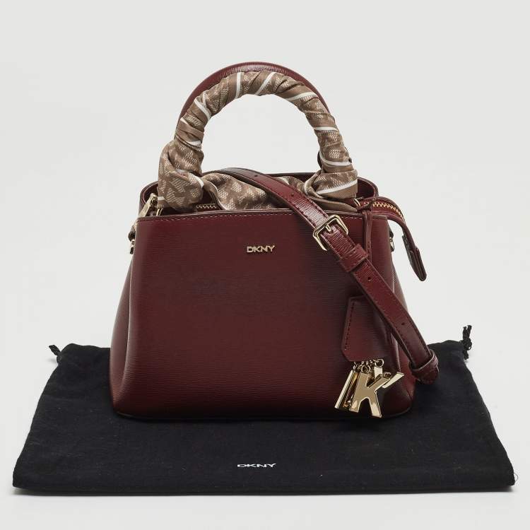 Pre Owned DKNY Burgundy Leather Paige Top Handle Bag