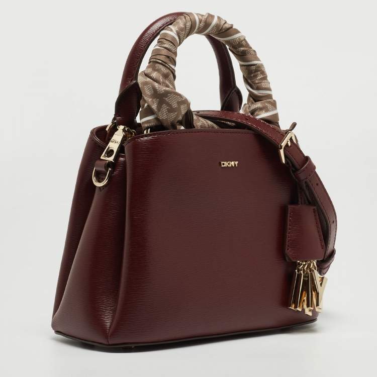 Pre Owned DKNY Burgundy Leather Paige Top Handle Bag