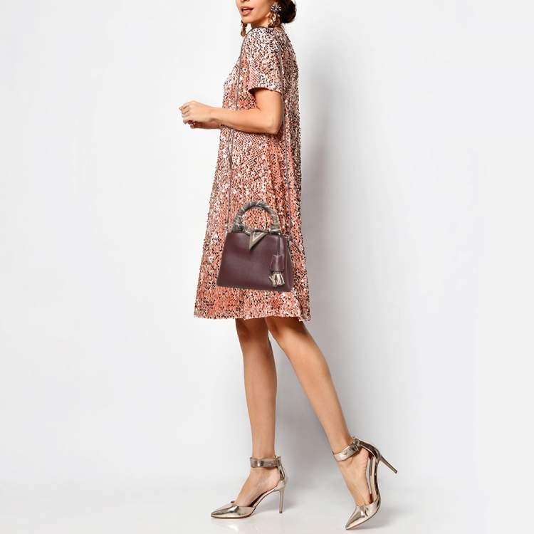 Pre Owned DKNY Burgundy Leather Paige Top Handle Bag