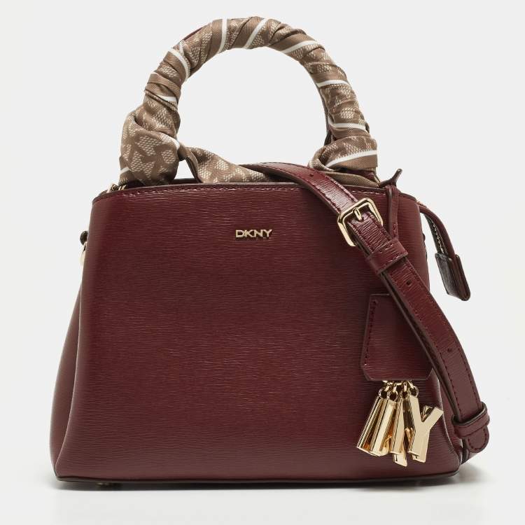 Pre Owned DKNY Burgundy Leather Paige Top Handle Bag