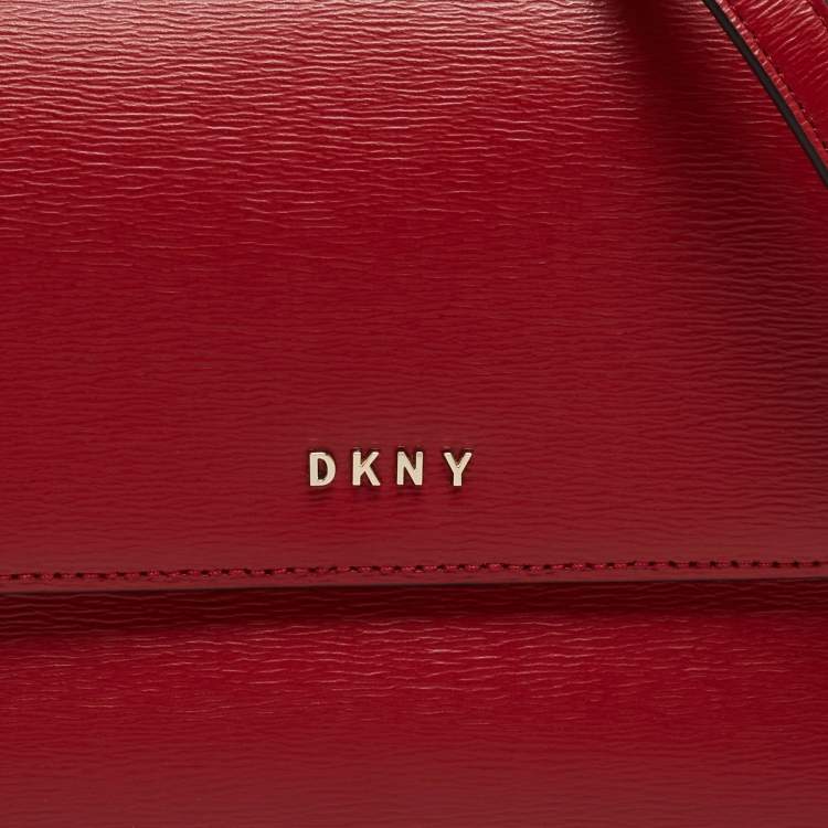 Pre Owned Dkny Red Leather Bryant Park Flap Crossbody Bag