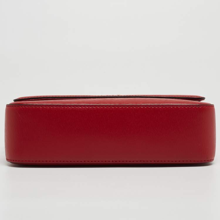 Pre Owned Dkny Red Leather Bryant Park Flap Crossbody Bag