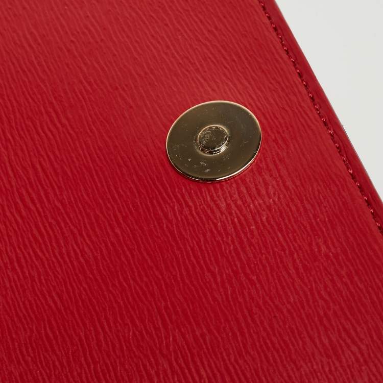 Pre Owned Dkny Red Leather Bryant Park Flap Crossbody Bag