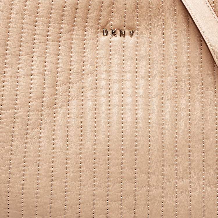 Pre Owned DKNY Beige Quilted Leather Chain Tote