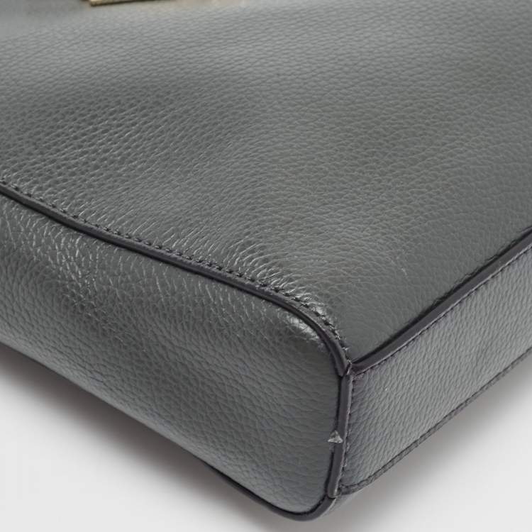 Pre Owned DKNY Dark Grey Leather Ellisa Messenger Bag