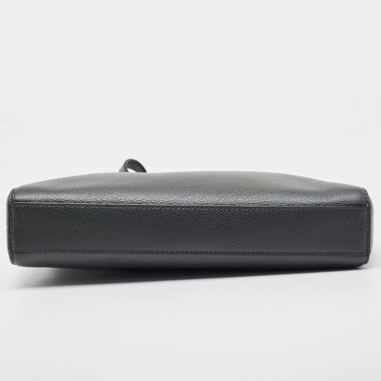 Pre Owned DKNY Dark Grey Leather Ellisa Messenger Bag