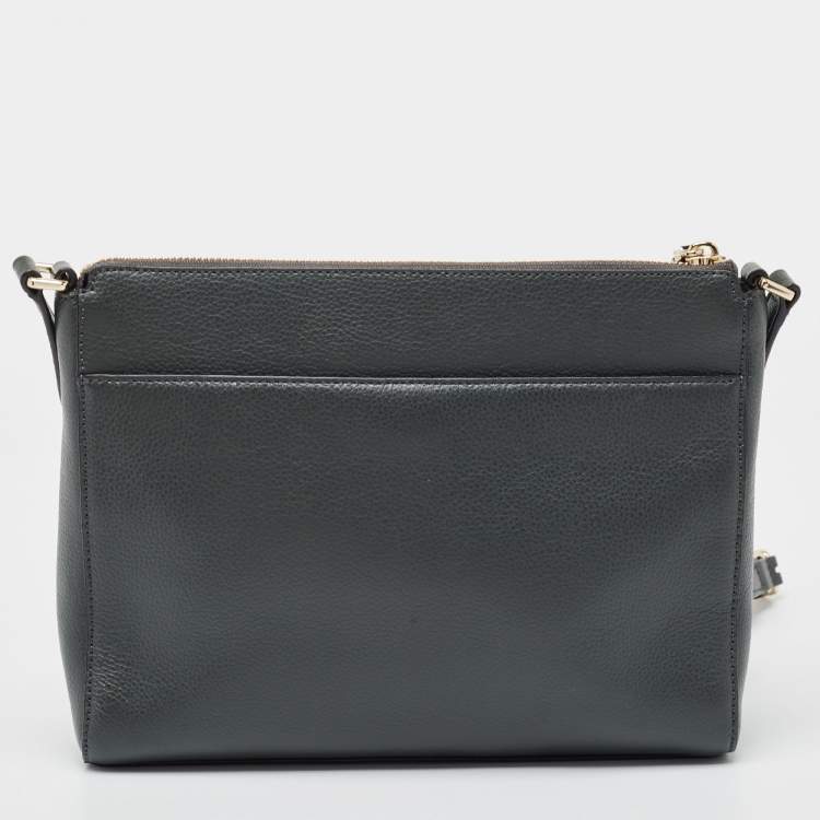 Pre Owned DKNY Dark Grey Leather Ellisa Messenger Bag