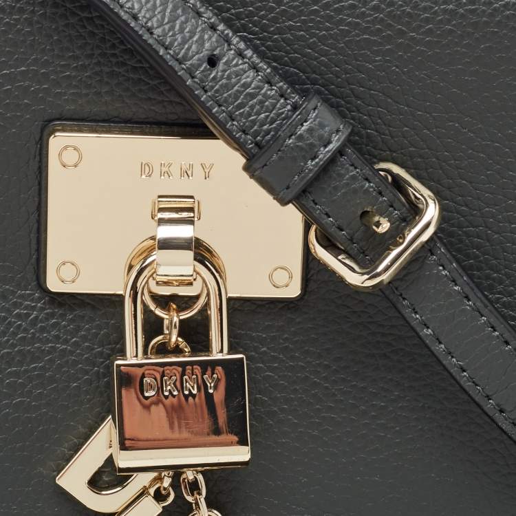 Pre Owned DKNY Dark Grey Leather Ellisa Messenger Bag