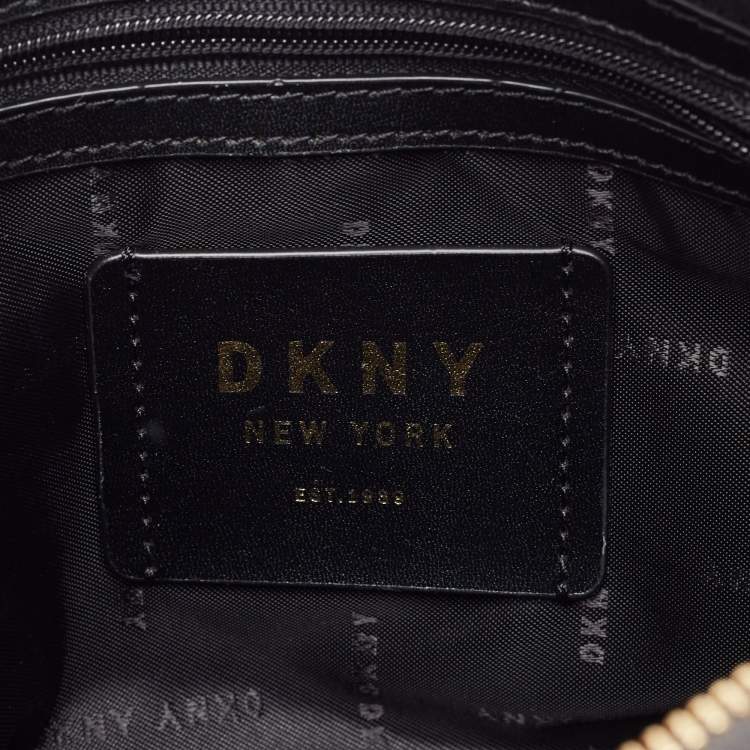 Pre Owned DKNY Dark Grey Leather Ellisa Messenger Bag