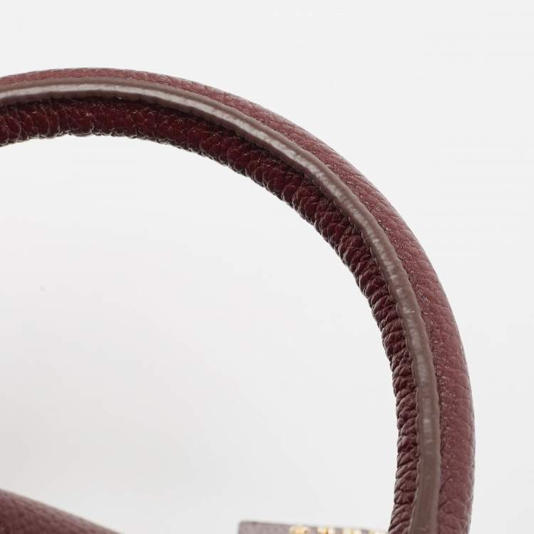 Pre Owned DKNY Burgundy Leather Studded Boston Bag